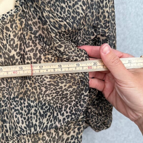 Anthropologie Womens Off-the-Shoulder Shirred Mesh Top Size XL Leopard Print NEW - Picture 11 of 12
